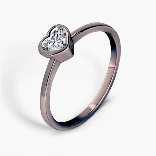 Pierścionek zaręczynowy Pure: czarne złoto, diament w szlifie serce